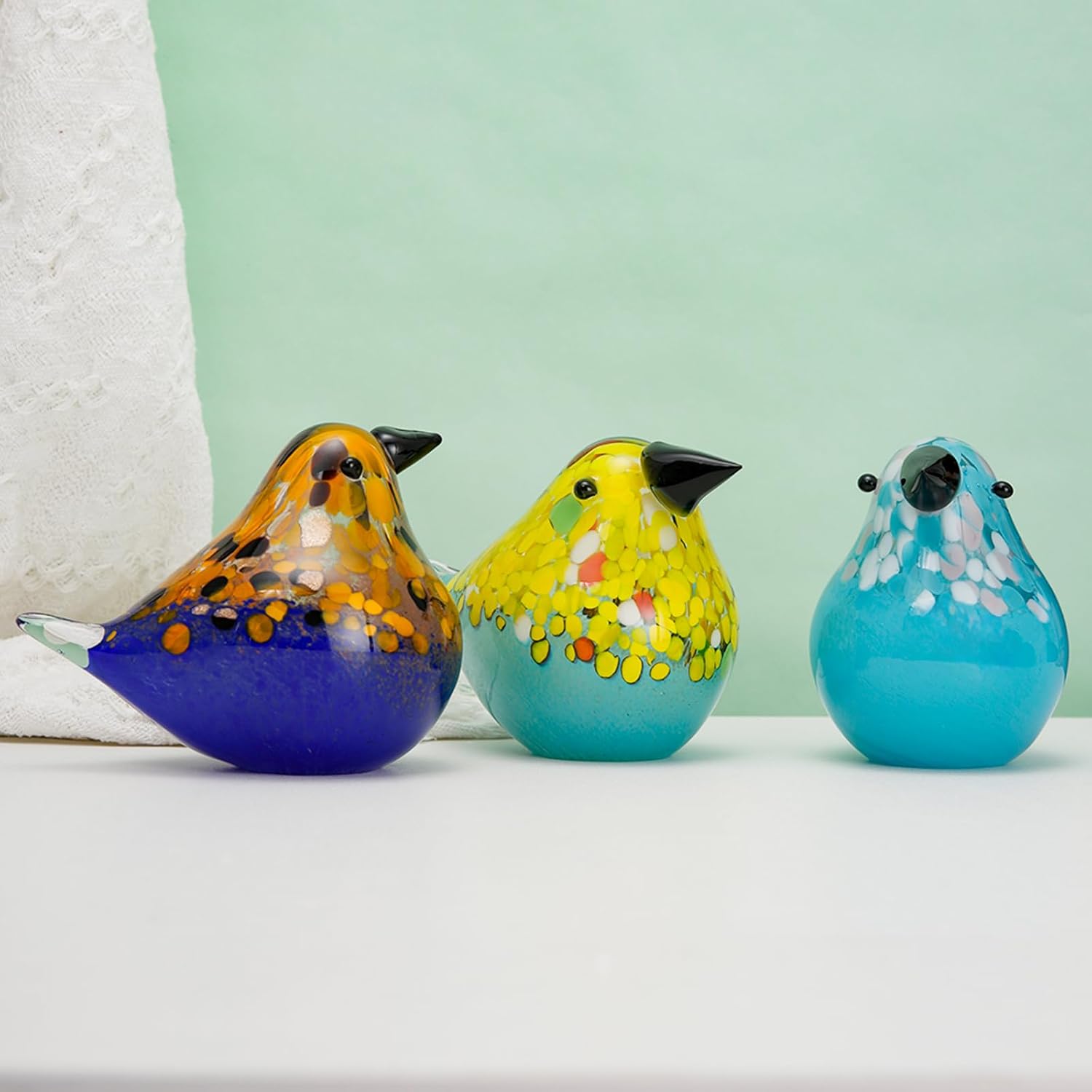 Glass Bird Decor Crystal Bird Sculpture Nature-Themed Home Accents Figurines Ornament Modern Art Living Room Shelves Tabletops