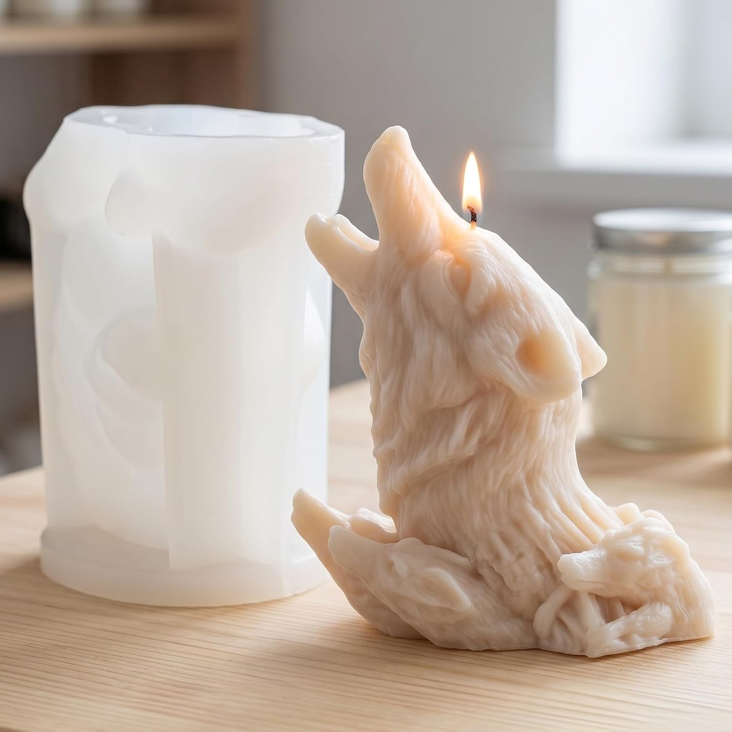 Horse Head Candle Molds Wolf Head Silicone Candle Mold for Candles Making Resin Casting Aromatherapy Candles Handmade Wax Home Decor Set of 2