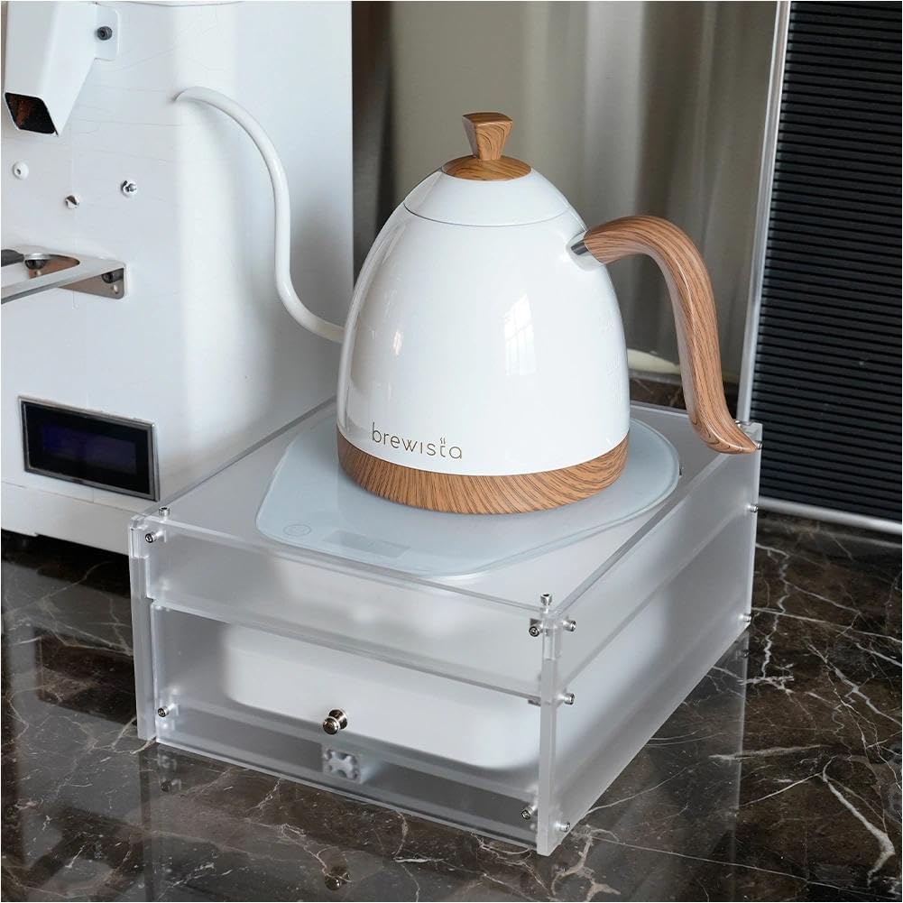 watchget Acrylic Frosted Drawer-Style Organizer Base Compatible with Brewista pro, Spacious Drawer Design, Stores Accessories, Keeps Desktop Neat