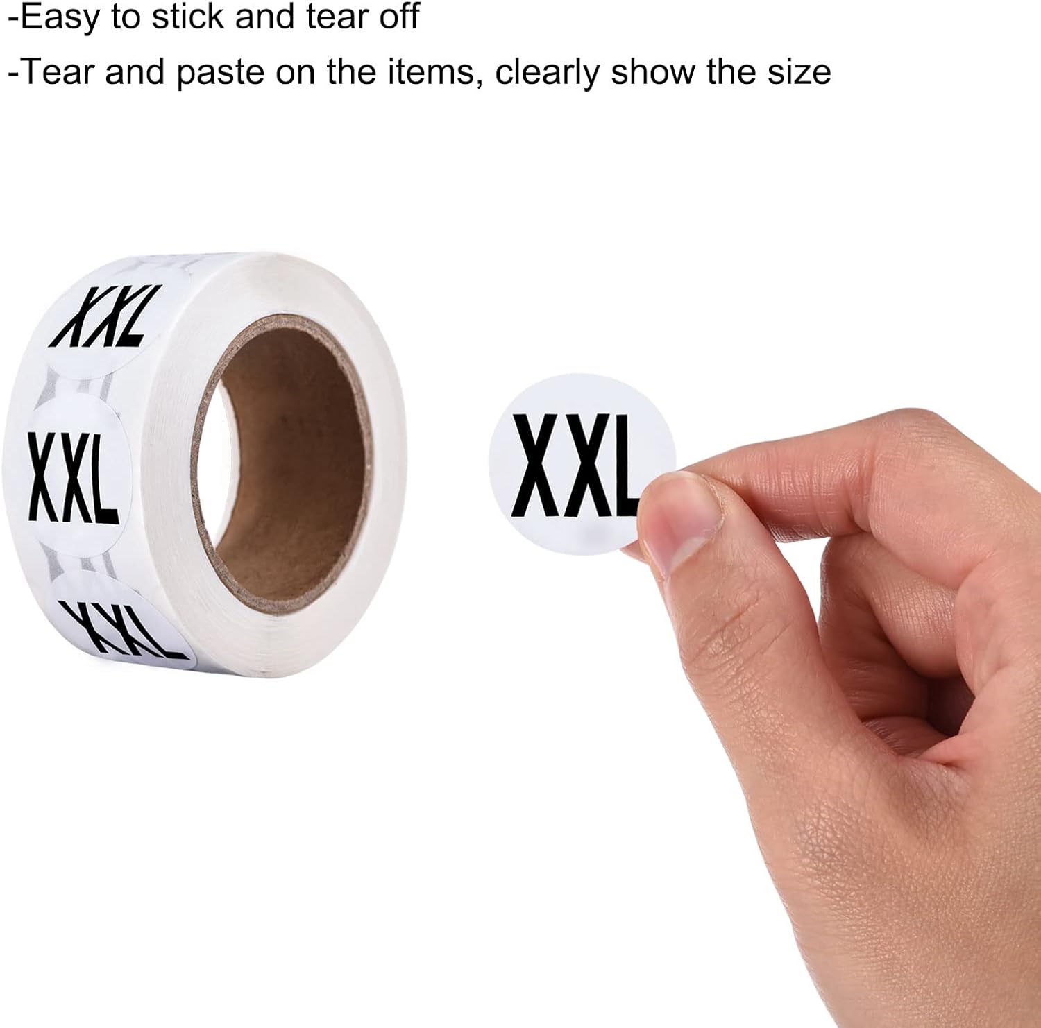 MECCANIXITY Clothing XXL Large Size Sticker Label Coding Label 25mm/1inch Dia 2 Roll 1000 Round Adhesive Labels for Clothes Apparel