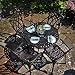 Produktbild Lazy Susan - MIA 90 cm Runder Gartentisch mit 4 Stühlen - Gartenmöbel Set aus Metall, Antik Bronze (April Stühle, Beige Kissen)