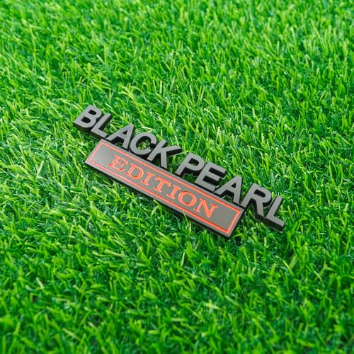 Image of Pair Set Black Pearl Edition Emblem 3D Letter Fender Tailgate Badge Decal Sticker Nameplate for Universal Vehicle, Car, Truck, SUV Motorcycle Accessories (Black Red)