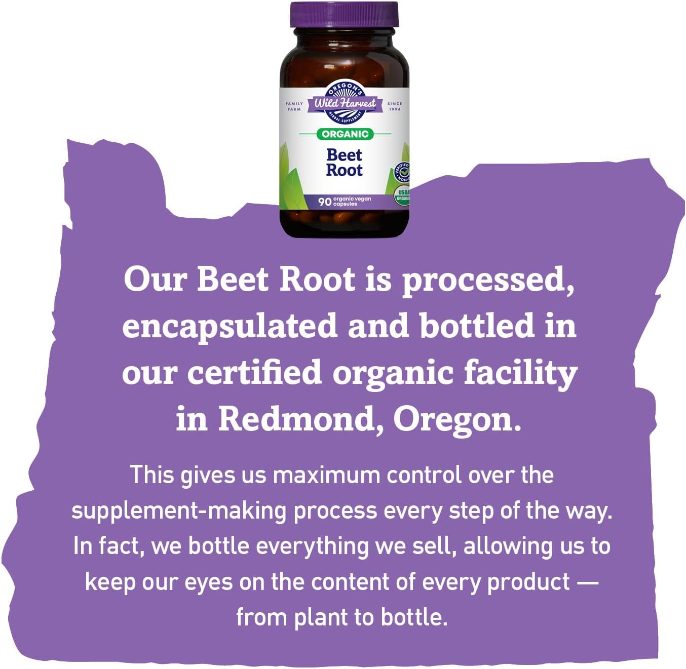 Oregon's Wild Harvest Organic Beet Root Capsules – 90 Vegan Capsules – USDA Certified Organic Beet Root Powder – Non-GMO, Gluten-Free, Dairy-Free, Soy-Free – Grown in North America – Made in The USA - Image 6