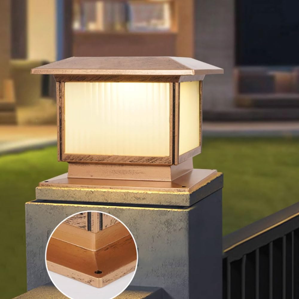 Lámparas Solares Para Postes, Grandes Luces Para Postes Exterior, Modernas Luces Para Columnas IP65 Impermeables Para Pedestal, Pilar, Lámpara Solar Para Columna Valla Terraza Iluminación Exterior