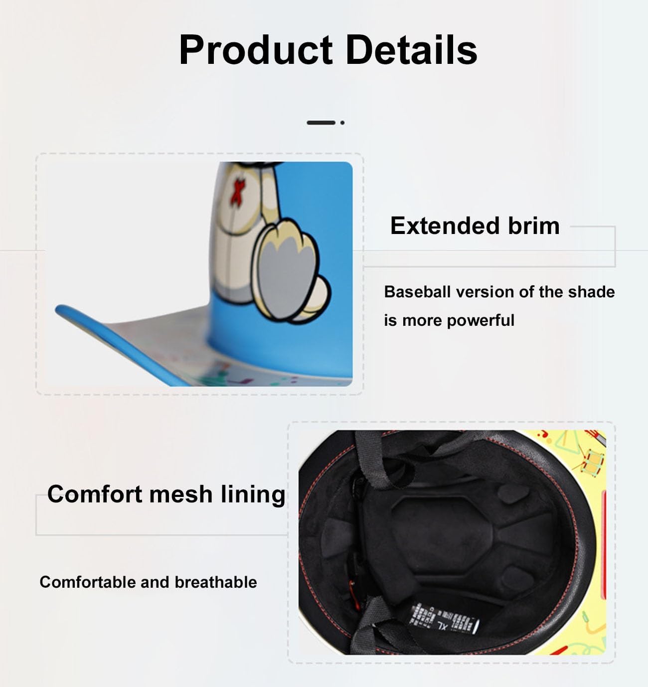 Kids Baseball Cap Motorcycle Half Helmet Lightweight Low Profile Child Novelty Small ATV Helmet Cute Cartoon Youth Four Wheeler Helmet DOT Approved for Bike Go-Kart Dirt-Bike Moped