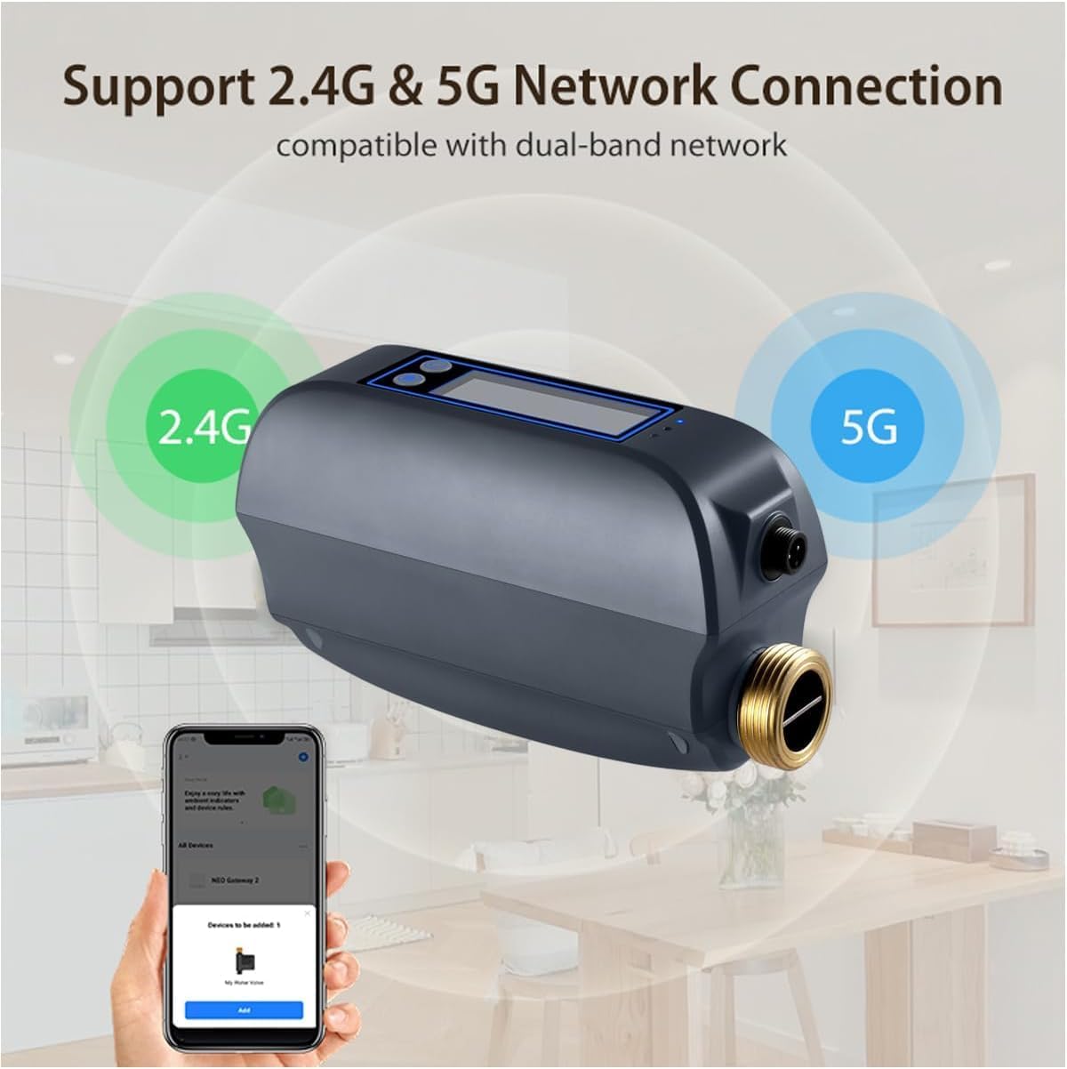 Haozee Smart Water Valve supporting both 2.4GHz and 5GHz Wi-Fi networks