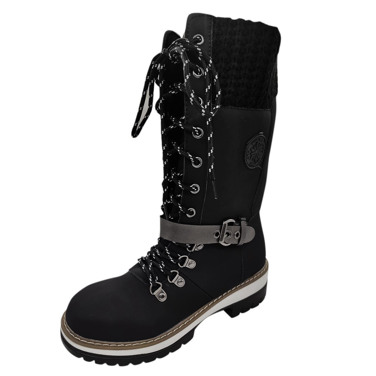Scarpe da Donna con Tacco alla e Punta con Lacci Stivali in Gomma Donna Stivali Donna Blue