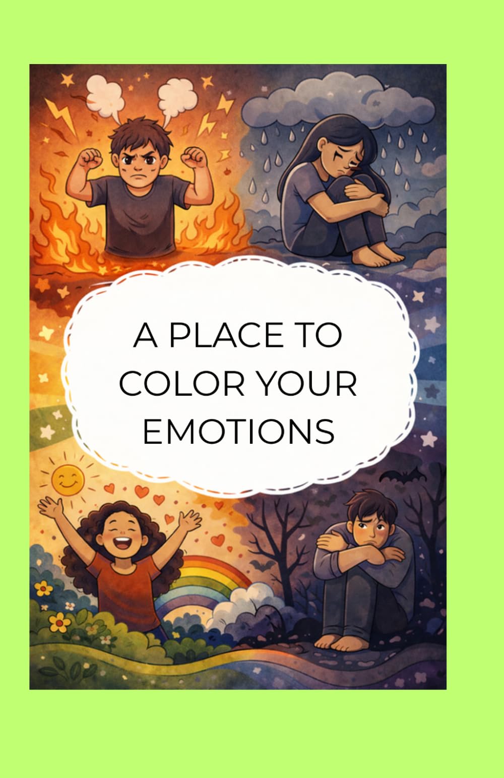 A Place to Color Your Emotions: A coloring book to connect with your anger, sadness, joy, and fear to feel better through art.
