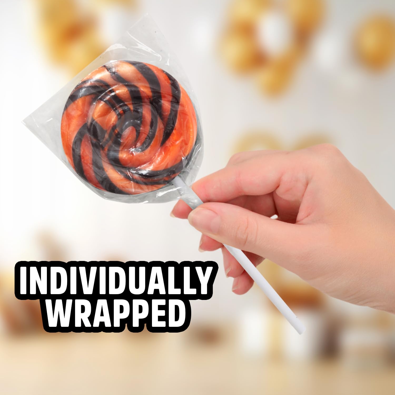 Orange and Black Swirl Lollipops (50 Count)