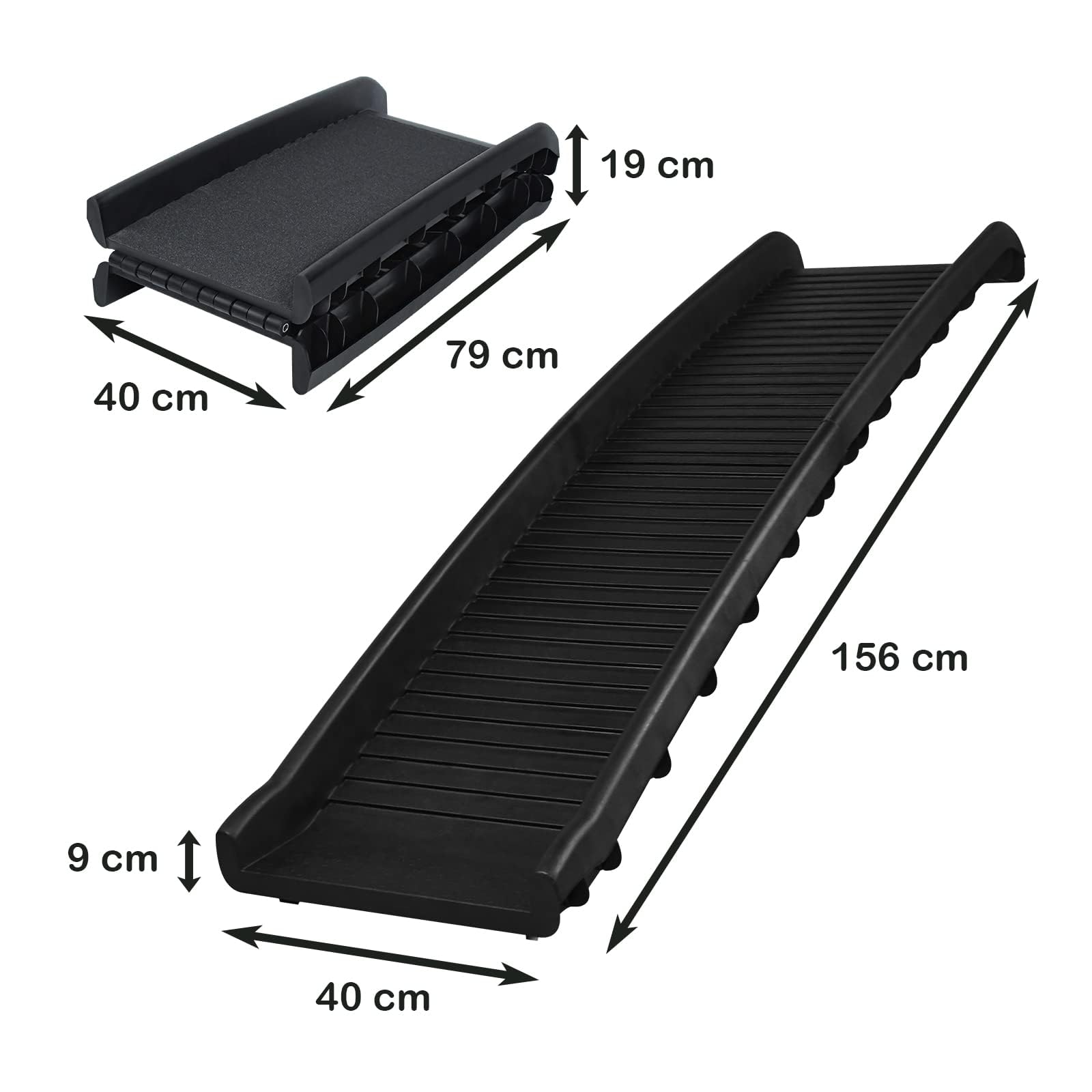 LZQ Rampe pour chien et animal de compagnie - Pliable - Antidérapante - Pour grands animaux de compagnie jusqu'à 90 kg - Noire