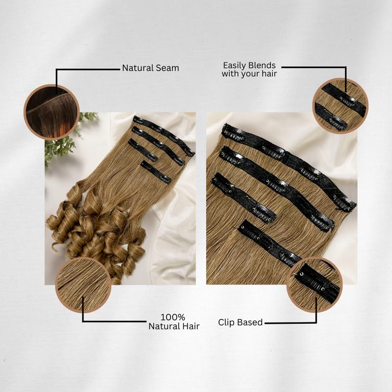 Image of Hair Originals 100% Natural Human Hair Women's Extensions | 4 Piece Clip Set | For Everyday Use (Natural Black, 20 Inches)