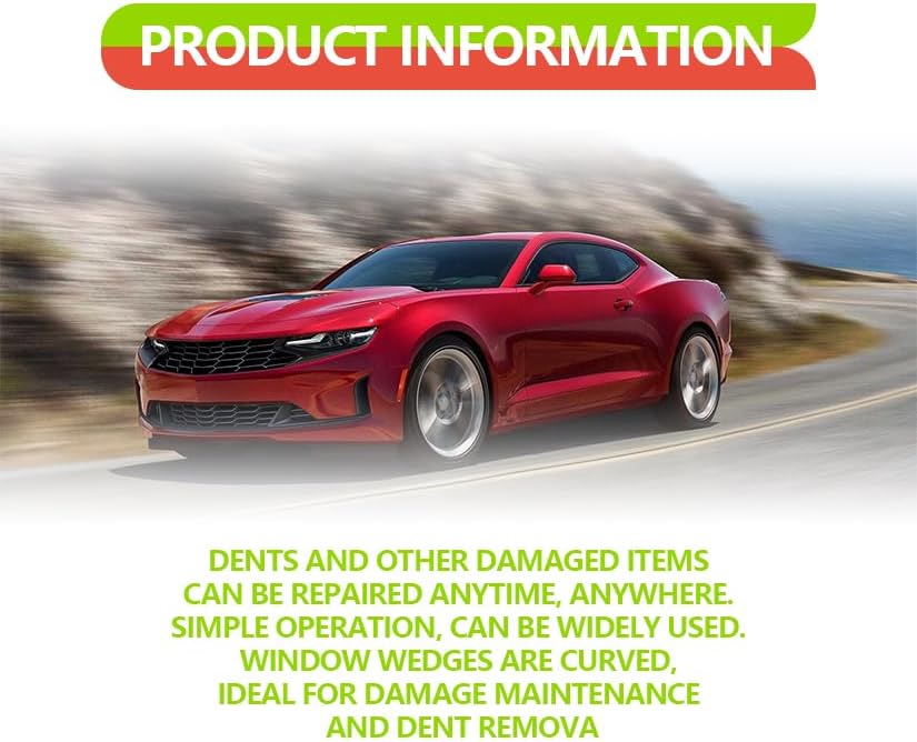 4PCS Window Curved Wedge Paintless Dent Repair Tools (Red & Green), Plastic Paintless Dent Repair Removal Tools, Door Wedge Tool for Repair Auto Car Body and DIY Hand Window Curved Dent Repair Kit