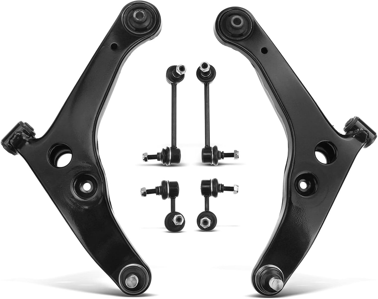 A-Premium Set of 6, Front Lower Control Arm, Front & Rear Sway Bar Link, Compatible with Mitsubishi Lancer 2003 2004 2005 2006, AWD & Naturally Aspirated
