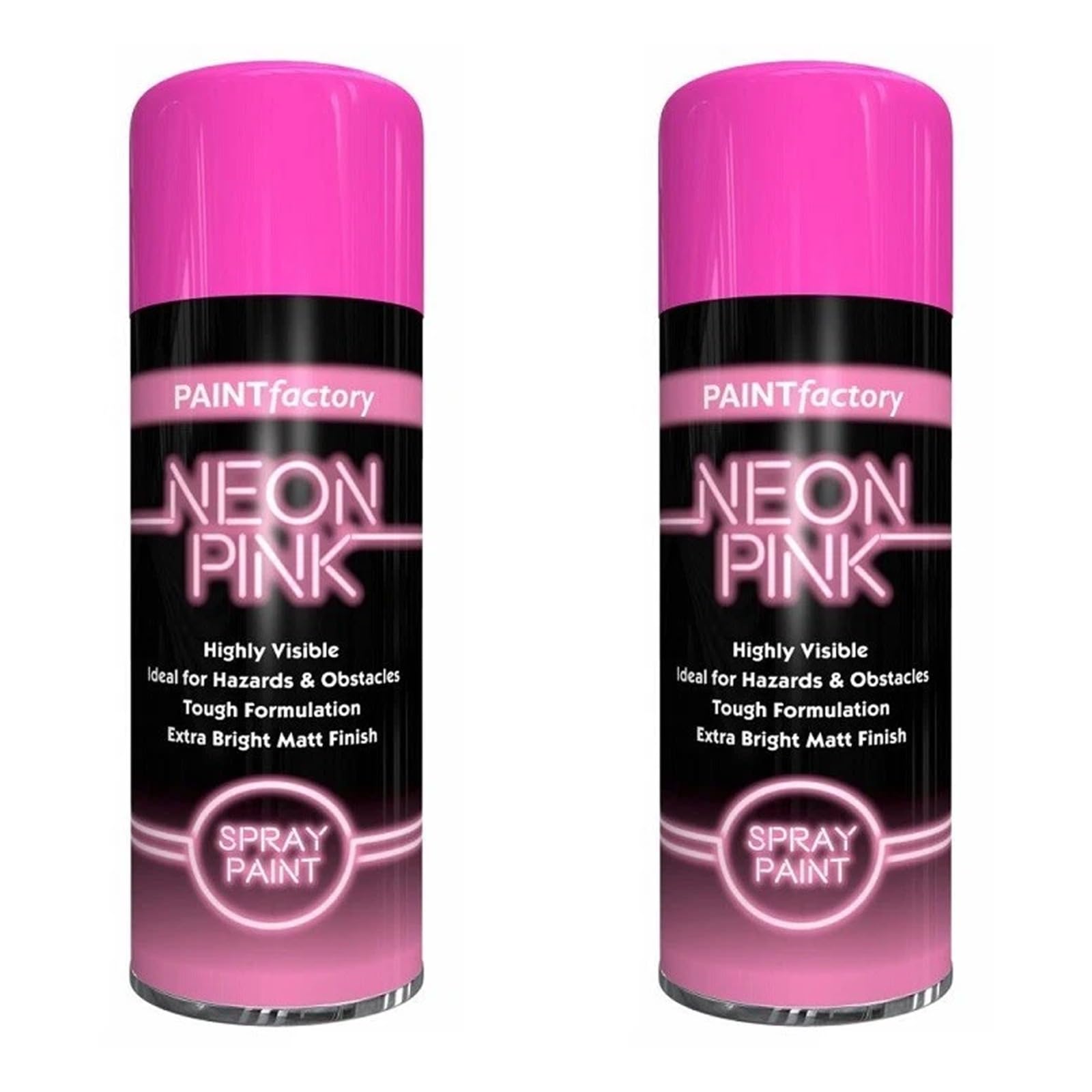 HOCHSTE® Paint Factory Fluorescent Spray Paint, Fast Dry Aerosol Paint for Wood, Metal, Plastic & More, Bright Neon Finish for Craft Projects & Decorative Use, 200ml, (Neon Pink, Set of 2)