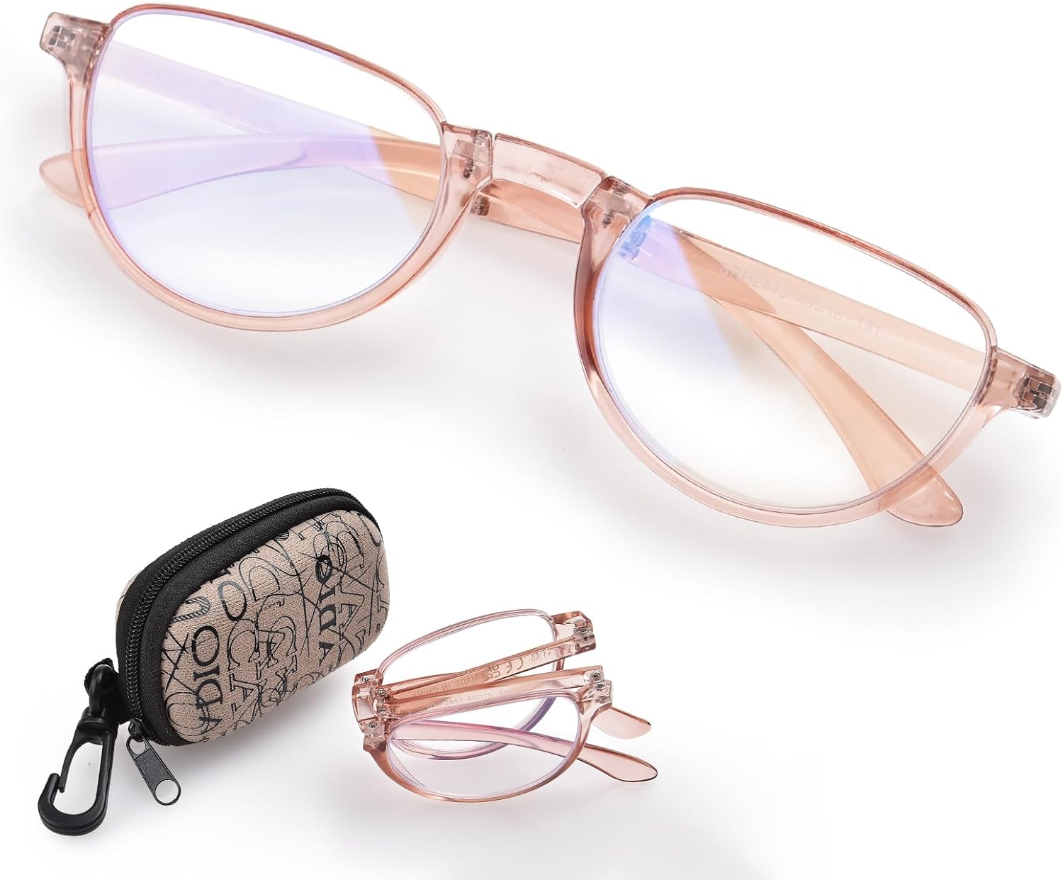 Folding Reading Glasses for Women Men Portable Blue Light Readers Compact Reading Eyeglasses with Zipper Case