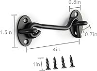 Vista 6 de Gancho de privacidad de 4 pulgadas y pestillo para puerta corrediza de granero, cercas de madera, ventana, color negro