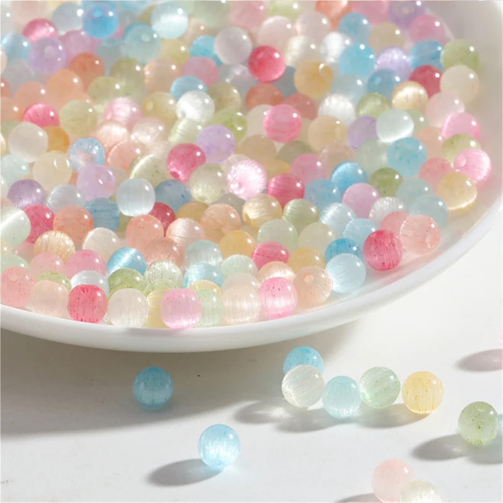 4/6/8mm Katzenauge Glasperlen for Schmuckherstellung, handgemachte DIY-Perlen, lose Perlen, Armband, Halskette, Telefonkette, Zubehör Für Heimwerker(MIX,6MM about 720pcs)