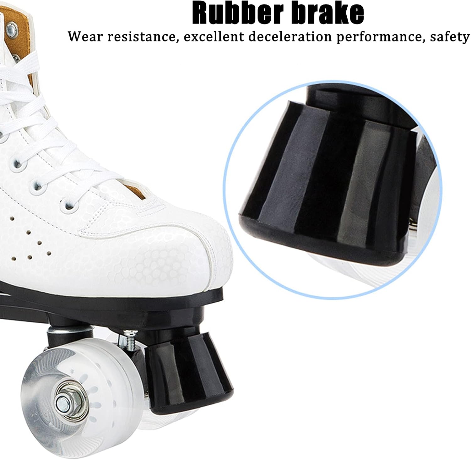 Classic Roller Skates Unisex Double Row Quad Roller Skates with PU Flashing Wheels, PU Leather 4 Wheels Roller Skates Shoes for Beginner Adult Teens