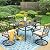 Sophia & William Patio Dining Set 5 Pieces, 4 Outdoor Swivel Cushioned Chair and 37" Square Metal Table with Umbrella Hole, Outdoor Furniture Set for Garden Lawn