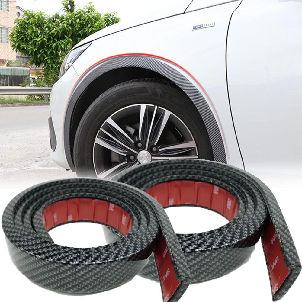 Zczmad A-Carbon Fiber Pattern 2Pcs Car Wheel Arch Trim For Skoda Yeti Spoiler, Fit Rubber Wheel Eyebrow Strip Anti Collision For Car Wheel Arch Protection ﻿,