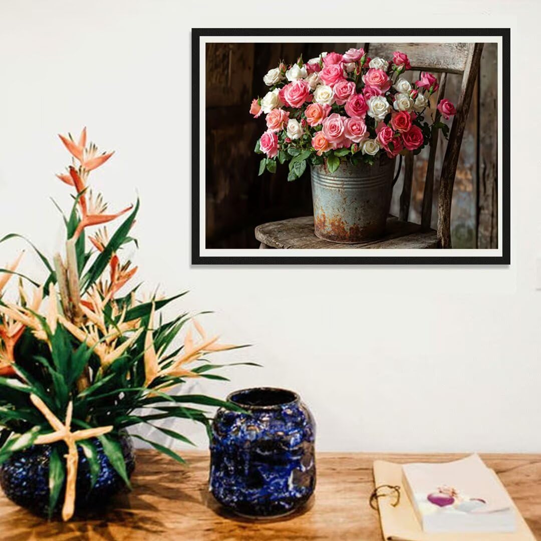 Générique 5D Flower Painting Diament Malarstwo Zestaw, DIY Fabryka Diament Kompletne zestawy, Diamentowe zestawy artystyczne dla dorosłych Początkujących, Square Diamond Rhinestone Ścieg krzyżykowy
