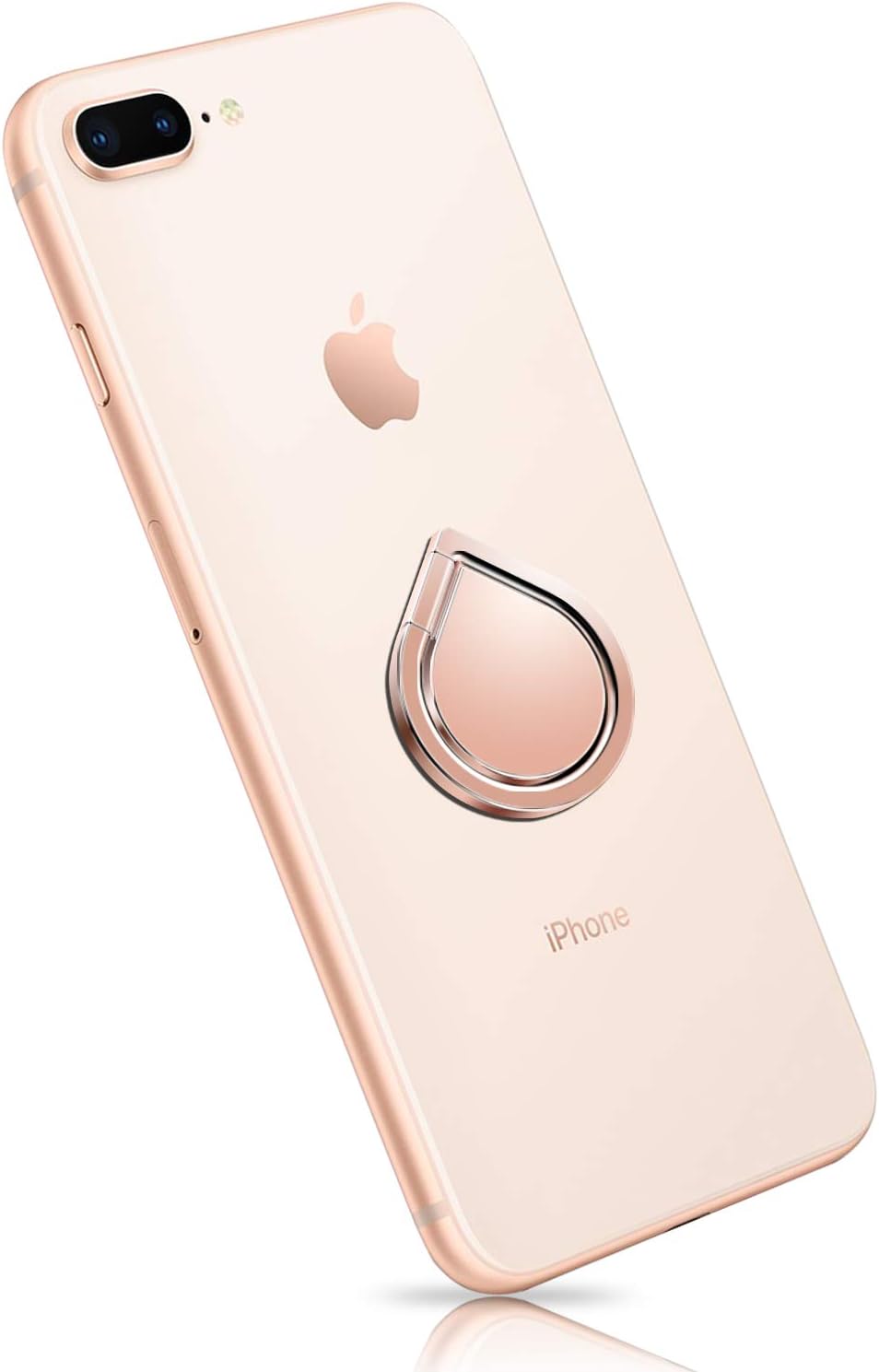 Cell Phone Ring Stand Holder, Water Drop Shape Zinc Alloy Universal 360°Rotation Finger Loop Grip [Washable/Removable/Magnetic Car Mount] for Smartphones, Tablet (2 Rose Gold & 2 Black) 4 Hooks