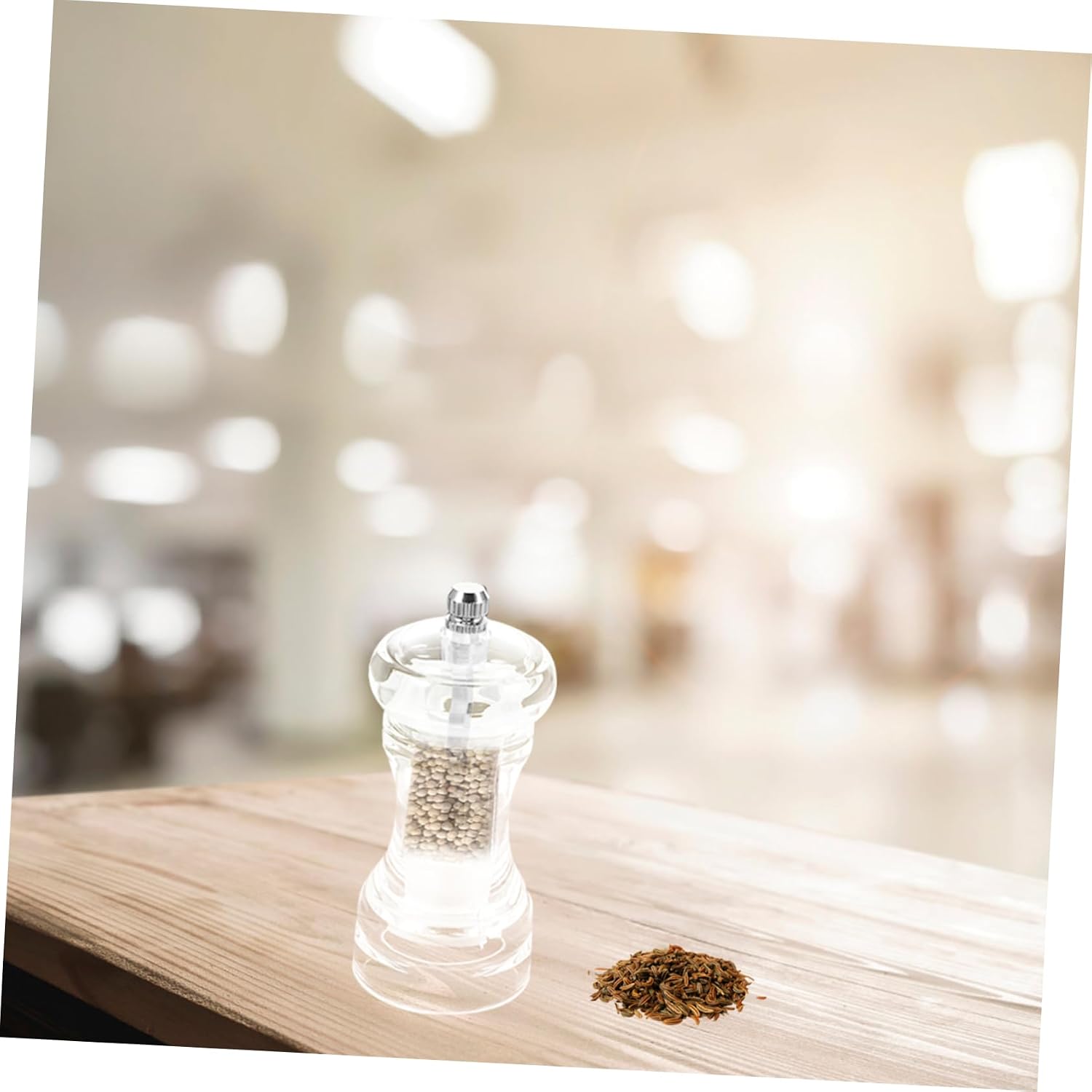 PRETYZOOM Adjustable Pepper Mill Coarseness Control Acrylic and Ceramic Spice Shaker for Kitchen Use for Sea Salt and Black Pepper