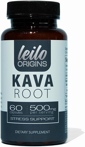 LEILO Cápsulas de raíz de kava | 500 mg de extracto noble/porción para apoyar el estrés y promover la relajación | (60 cápsulas veganas)
