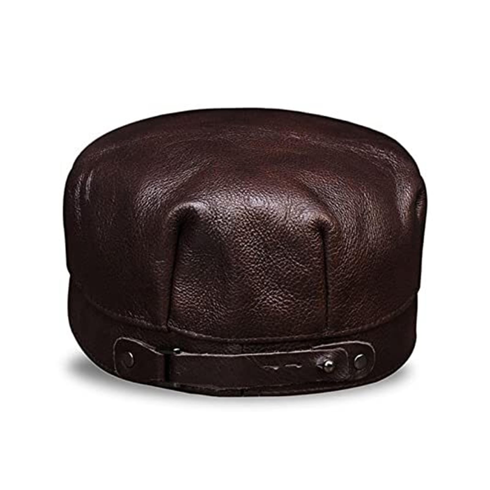 Men's Genuine Leather Baseball Cap Hat - Real Cowhide Flat (Black, XL)(Large; Camel)
