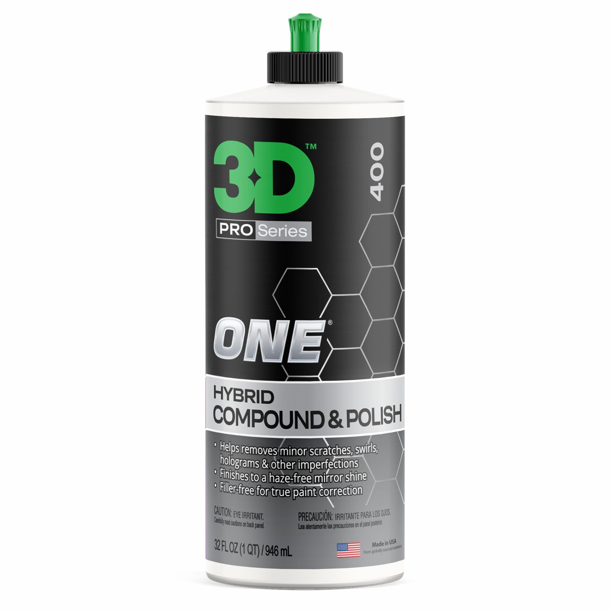 3D One Car Scratch & Swirl Remover Hybrid Rubbing Compound & Polish Buffing Compound for True Paint Correction 32oz Made in USA