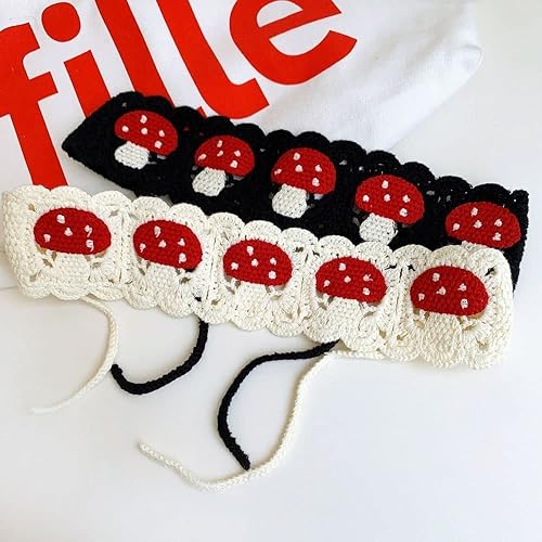 Miniatura 2 de JJLFresheners Diadema negra para mujer, con patrón de hongos de ganchillo, bandana de ganchillo, pañuelo para la cabeza, pañuelo para el pelo,