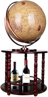 Światowy duży glob edukacyjny światowy globus z drewnianą podstawą Bar stojak na wino w stylu retro szafka barowa uchwyt na butelkę wina organizer na napoje antyczny dekoracyjny 62 CM Globe, chińska