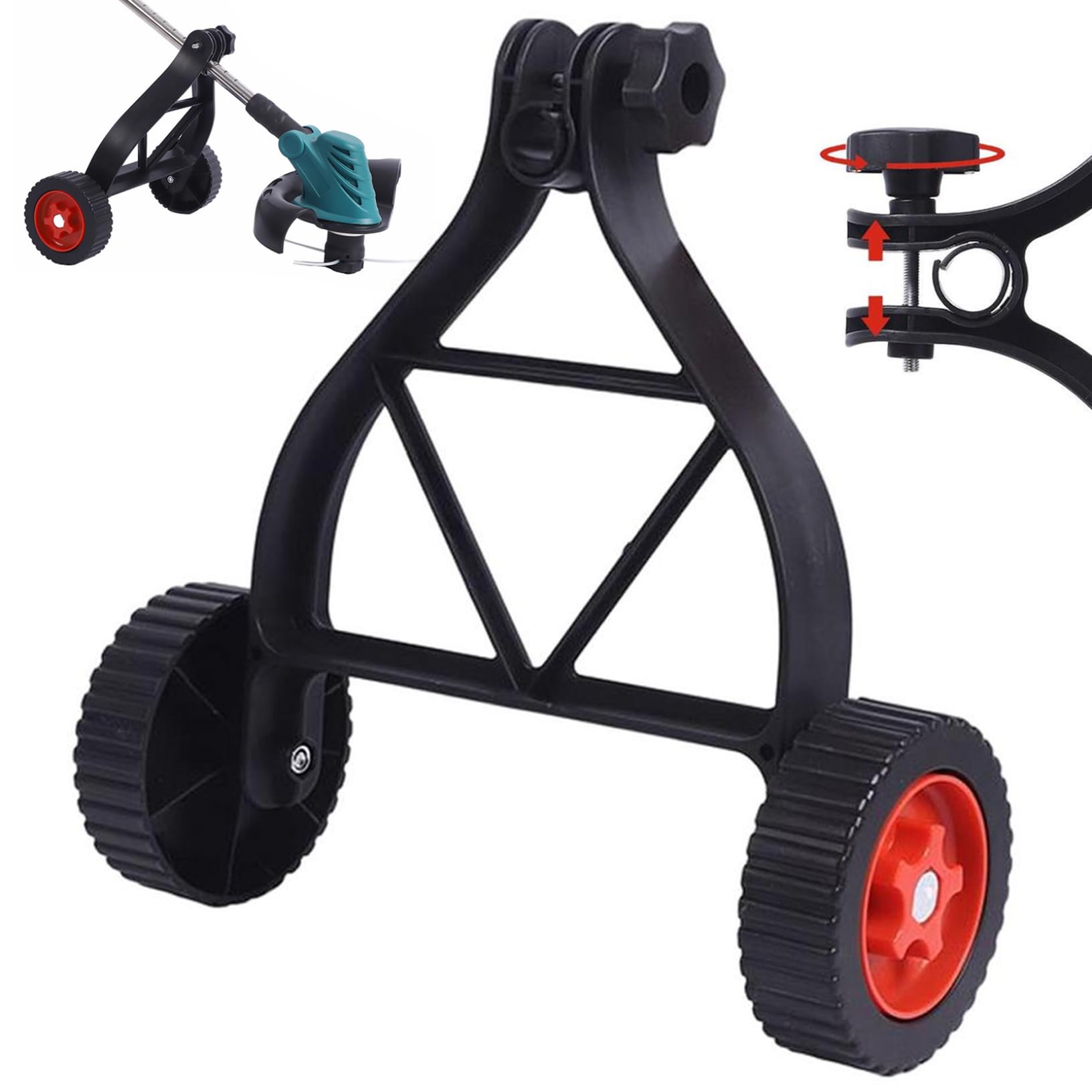 Weed Wacker Wheels, Adjustable String Trimmer Support Wheels Attachment (Black)