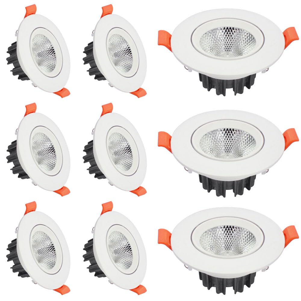 BHGFYXBS 9 Pack Led Recessed Lighting, 5W,7W,12W,20W,30W Round Aluminum,Angle Adjustable, 3000K/4000K/6000K Decorative Spotlight, Living Room Corridor Bedroom,6000k-20W