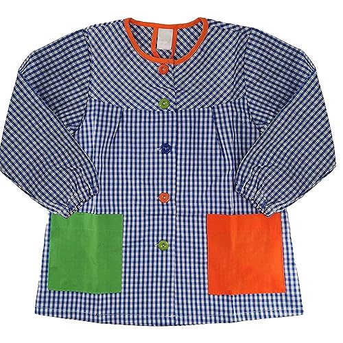 rparty Bata Escolar Infantil Babi Escolar Niño o Niña para Guarderia y Colegio Cuadrado con Botoens Color Azultalla 2 (3-4 años)