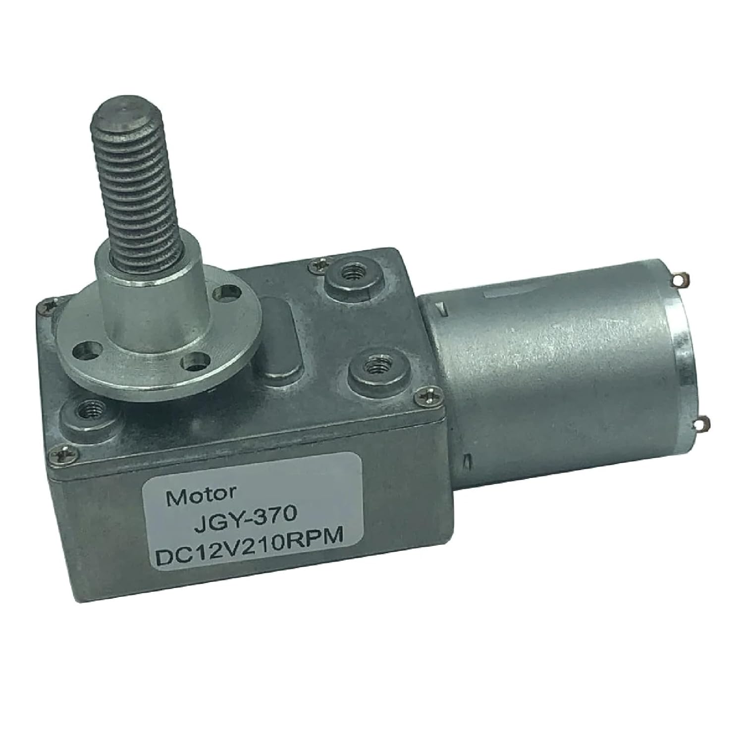 JGY-370 DC Worm Gear Motor with M8x33mm Thread Shaft, 12V 210RPM, Permanent Magnet Brush Motor, Totally Enclosed (66rpm 12V)