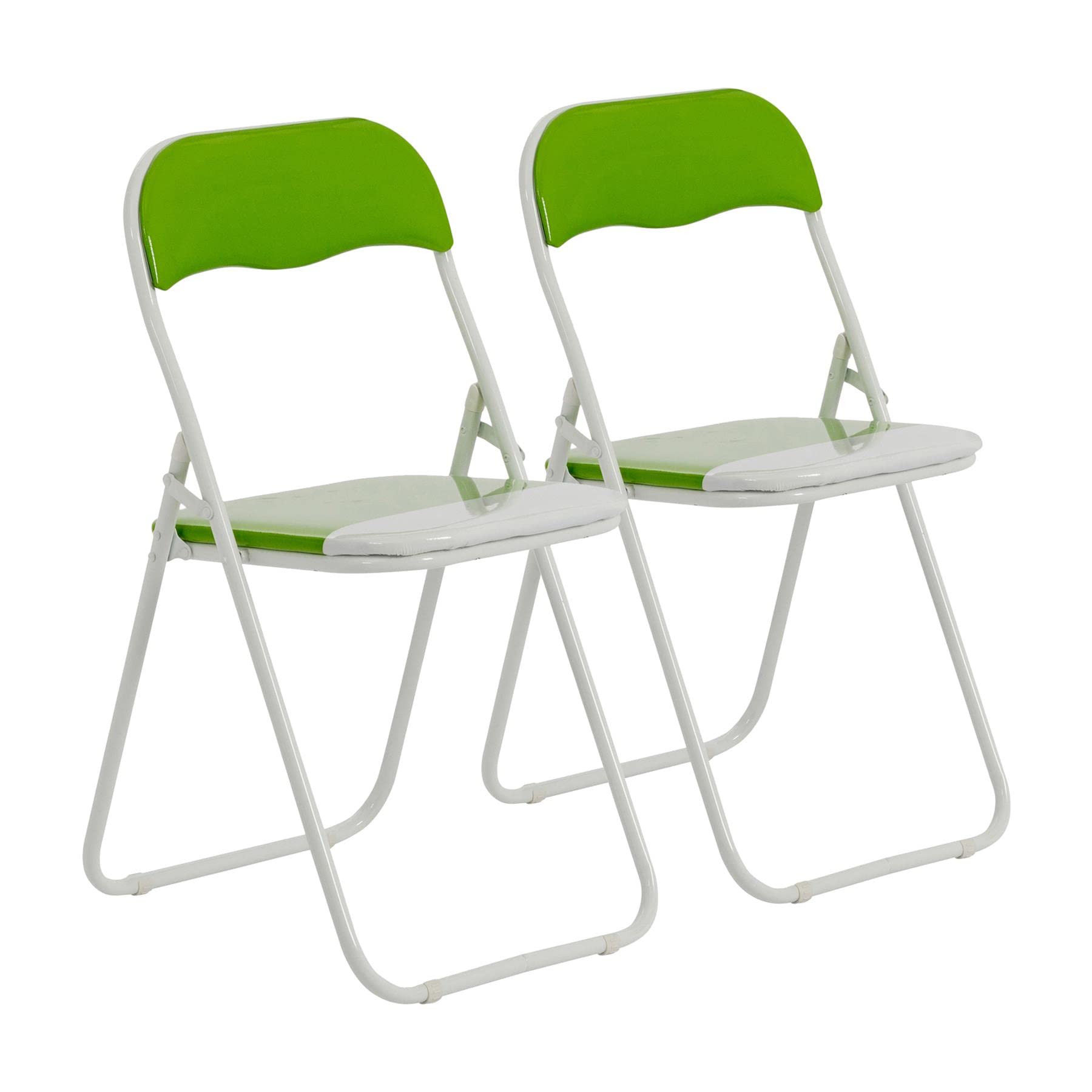Harbour Housewares Padded Folding Chairs - Green - Pack of 2 - Easy Store Metal Frame Foldable Desk Chair for Office, Dining, Kitchen