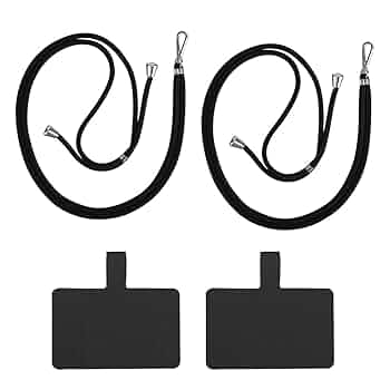 2 Toppe Adesive Per Cordino Telefono – Oro Rosa/Nero – Linguetta Per Cinturino