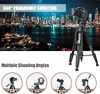 Vista 3 de ZOMEi Soporte de trípode DSLR de alta resistencia de 74.0 in, extensión multifuncional alta, disparo multiángulo, compatible con cámaras, teléfonos