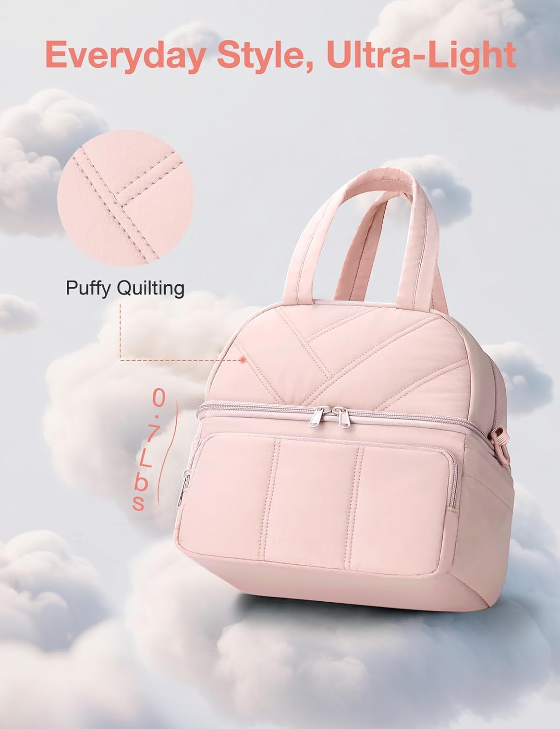 Vuudh Lunch Bag for Women, Double Deck Insulated Lunch Box, Quilted Puffer Lunch Tote Bag, Lightweight, Leakproof, Durable & Reusable Large Lunch Coller for Work Picnic Travel - Image 2