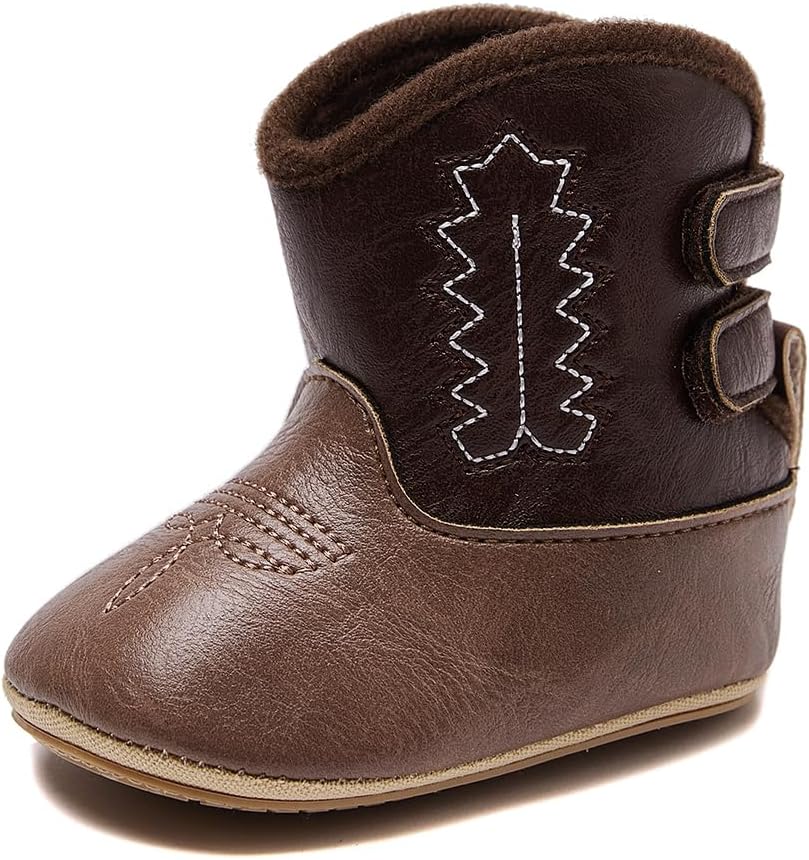 Kuner Baby Cowboy Boots Western Boots Toddler Cowboy Bootie Soft Sole Non-Slip Crib Shoes for Infant Boys Girls0-18 Months
