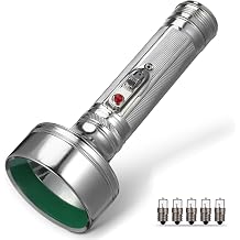 Hemobllo 7.8" Vintage Style Aluminum Flashlight, Retro Silver Metal Torch for 70s & 80s Decor, Classic Old Fashioned Handheld Light for Farmhouse, Theater Props & Gift 2 D Batteries Needed