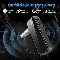 Vista 3 de JXTZ Adaptador auxiliar Bluetooth 5.3 para automóvil, transmisor Bluetooth inalámbrico 2 en 1 y receptor para auriculares, altavoz de audio