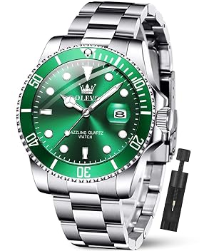 OLEVS Luxury Watches for Men Big Face Stainless Steel Business Dress Analog Quartz Watch with Day Waterproof Luminous