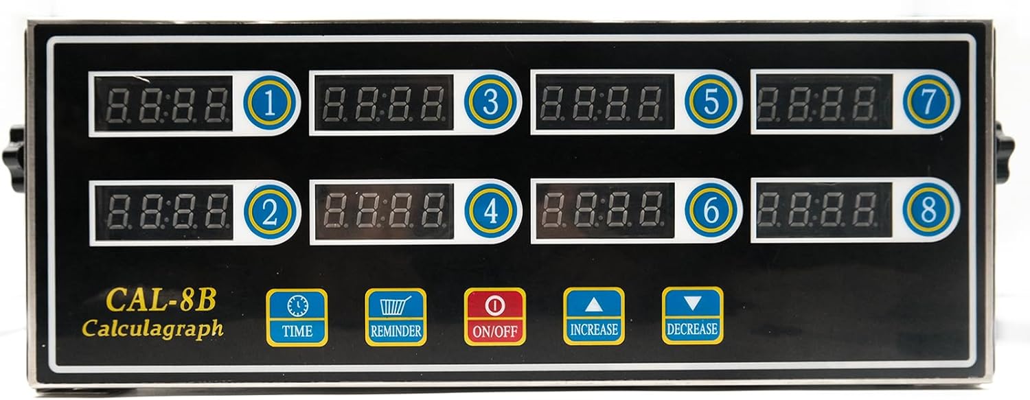 Commercial 8 Channels Digital Kitchen Timer, Stainless Steel Calculagraph Timer with Loud Alarm for Restaurant, Clock Reminder on Multiple Events.