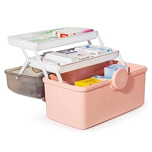 Theo&Cleo Medikamenten Aufbewahrung, Medizinbox, Hausapotheke Box, Apothekenbox, Medizinkoffer Groß (Rosa)