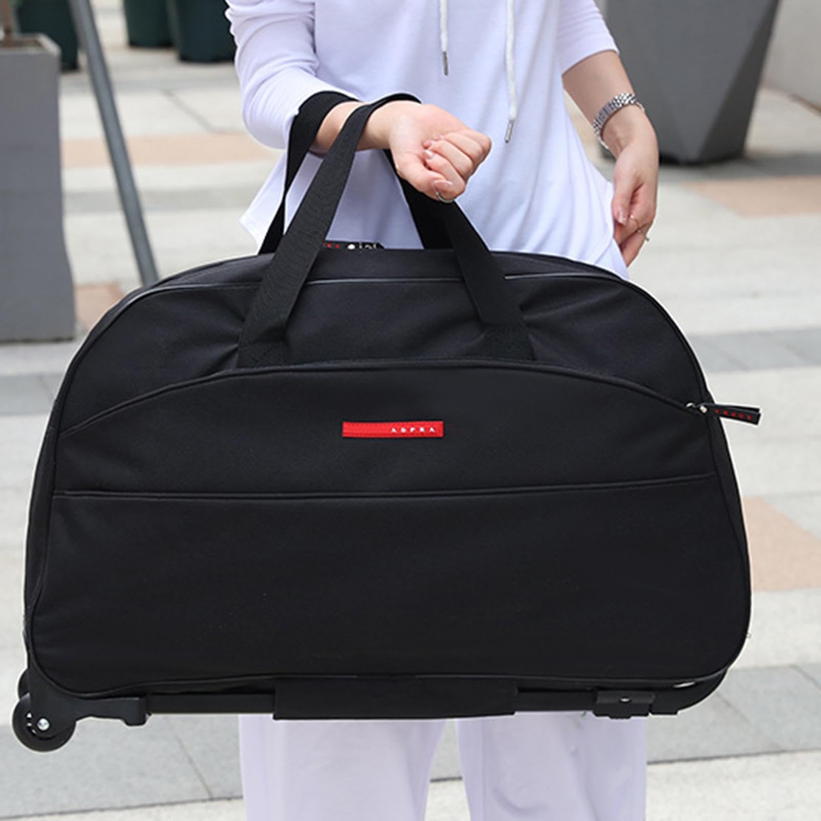 Generic Borsa Da Viaggio Pieghevole con Ruote, Borsa Porta Abiti Da Viaggio per Viaggi di Lavoro All'aperto, Nero