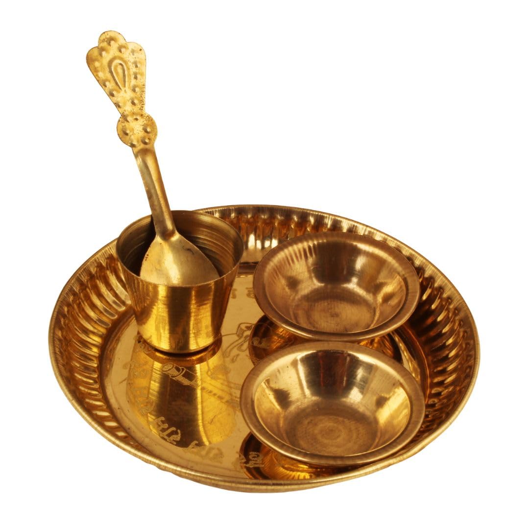 Pooja Thali en laiton pour temple de maison et fête spirituelle