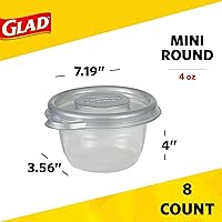 Vista 2 de Mini recipientes de almacenamiento de alimentos redondos Glad Ware Home , pequeños recipientes de alimentos para almacenar 4 onzas, 8