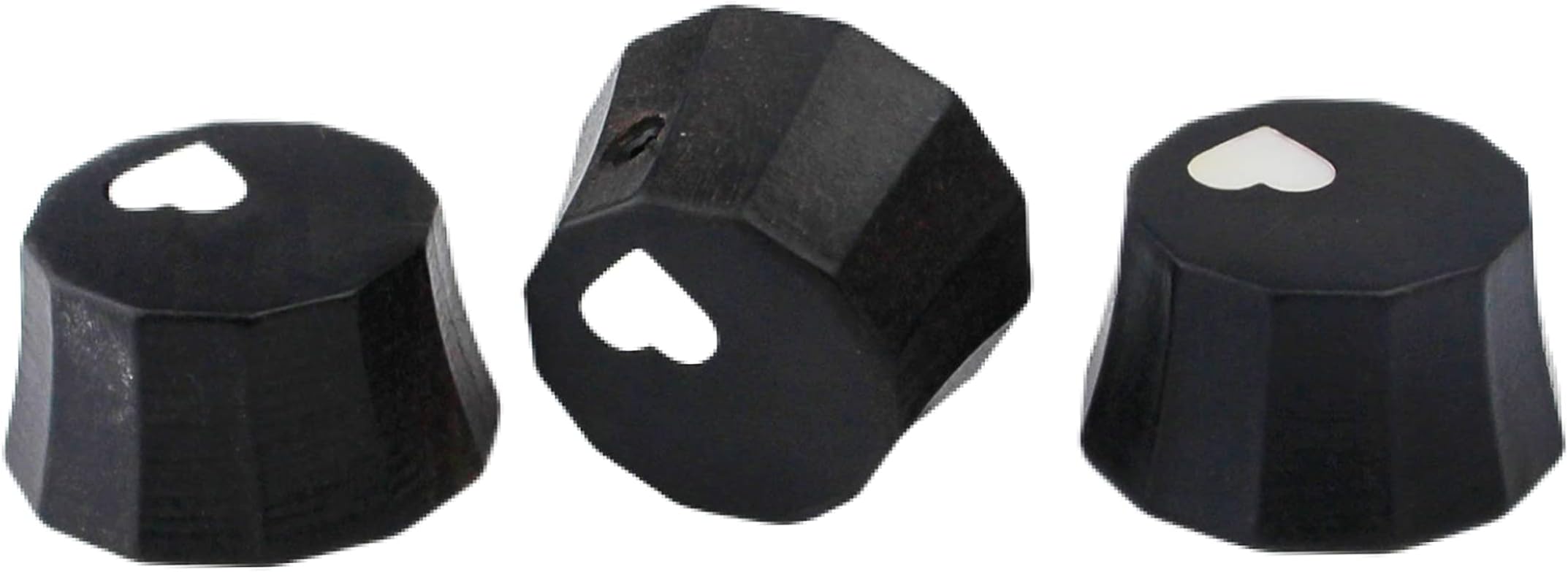 PRS Style Guitar Bass Ebony Potentiometer Control Knobs - 3PCS Speed Tone Volume Top Hat Knob Love Heart Pattern Surface Replacement for Electric Guitar or Precision Bass